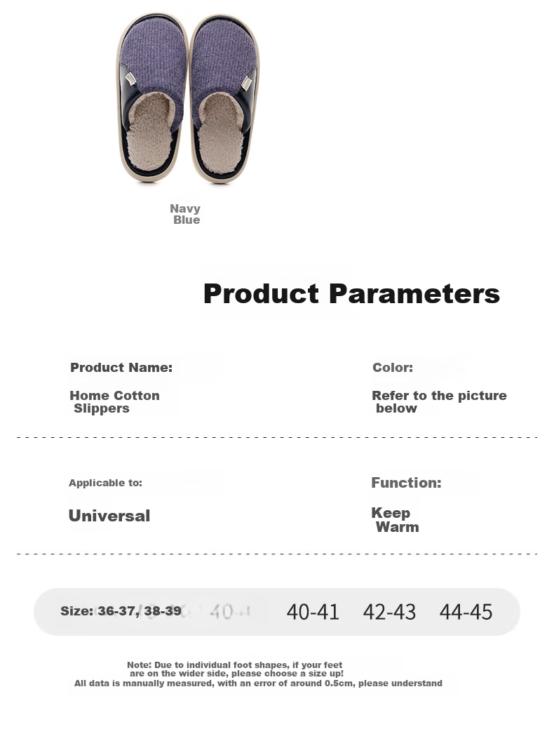 GUOLUOFEI Cotton Slippers for Men, Indoor Home Non-Slip Fleece-Lined Quiet Furry Slippers for Women, Couple Style, Gray, Size 42-43 7