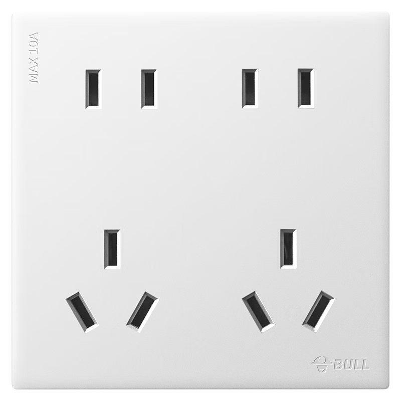 BULL Switch Socket, G60 Series Ten-Hole Socket, 86-Type Socket, Ultra-Thin Panel G60Z423, Muxue White