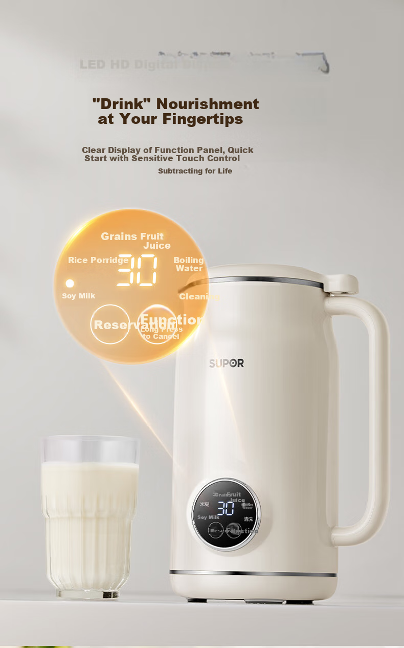 SUPOR Soy Milk Maker, 0.6L Small Household Machine for 1-3 People, Filterless Food Processor with Timer, Multifunctional One-Touch Cleaning Juicer DJ06B-P102 10