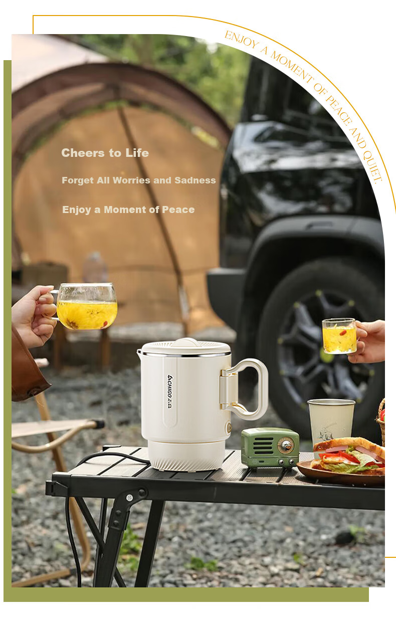 CHIGO Portable Folding Electric Kettle, 304 Stainless Steel, 0.8L Capacity, Travel Kettle for Business Trips, Foldable Electric Kettle, Constant Temperature Water Kettle for Students' Dormitory And Hot Pot Use, SM-3006D 10