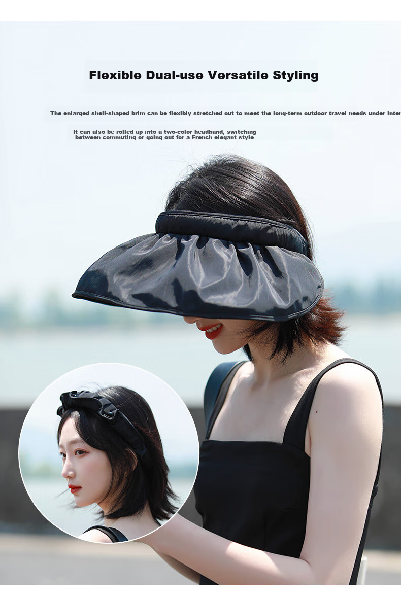 Nanjiren Outdoor Summer Sun Protection Hat for Women And Men, Hiking Cap, UV Protection Black Gel Shell Hat, Visor Cap 7