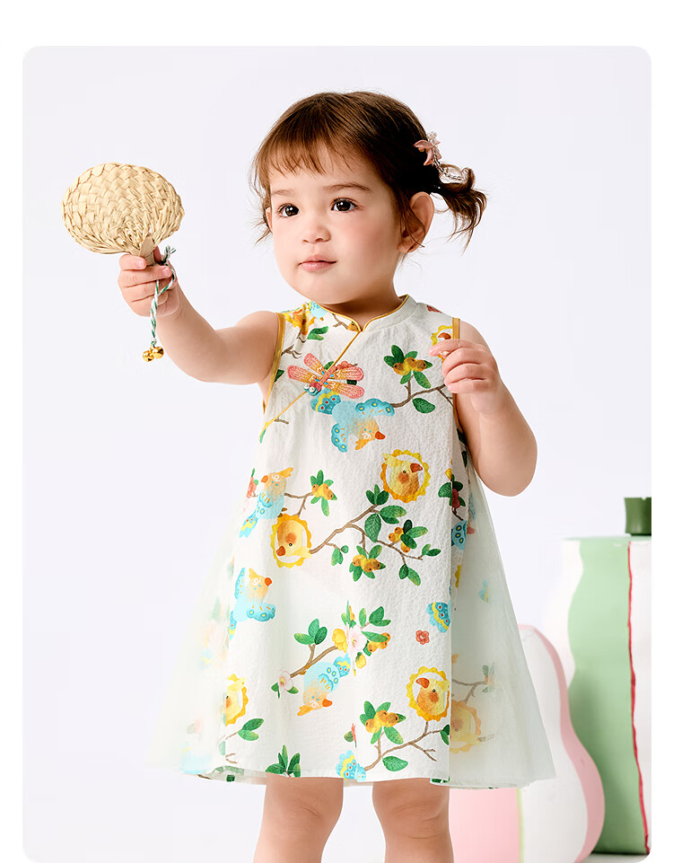 BALABALA Children's Dress, Girls' Skirt, Baby Princess Dress, 2025 Summer Collection, Chinese Style, Exquisite, 208225111009 11