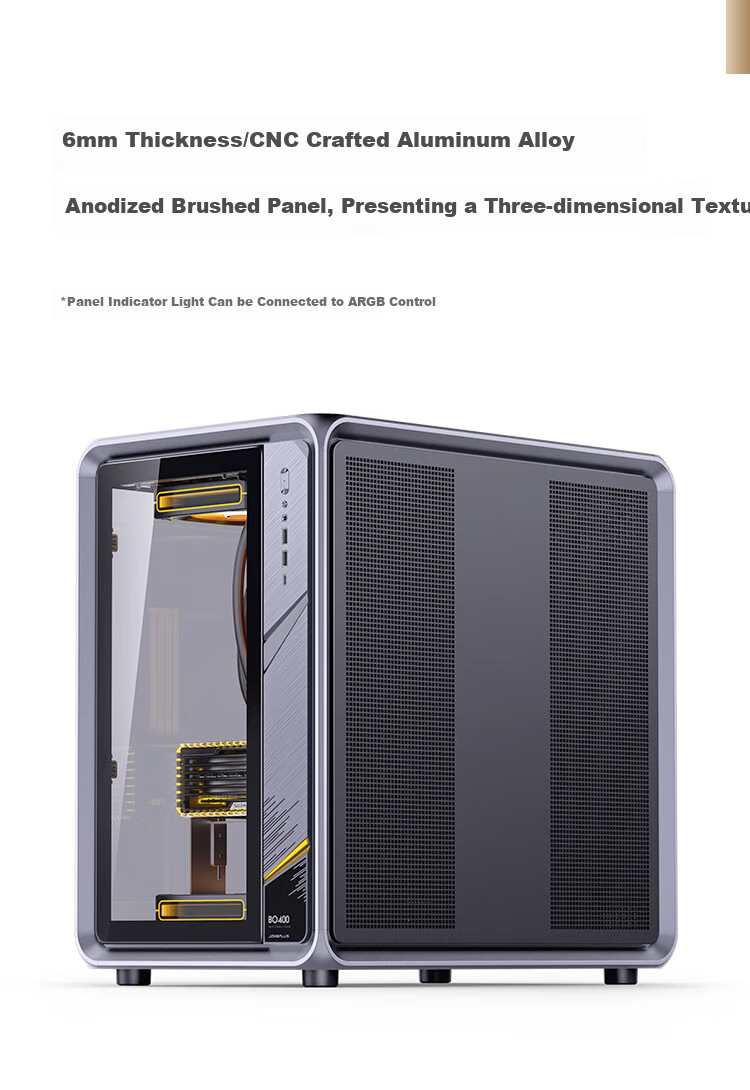 JONSBO BO400 ATX Aluminum Seaside Case (E-Sports Gaming, 360mm Water Cooling, 5V ARGB Lighting Effects, 10 Fan Positions, Aluminum Alloy GPU Bracket, ATX Power Supply Position) 4