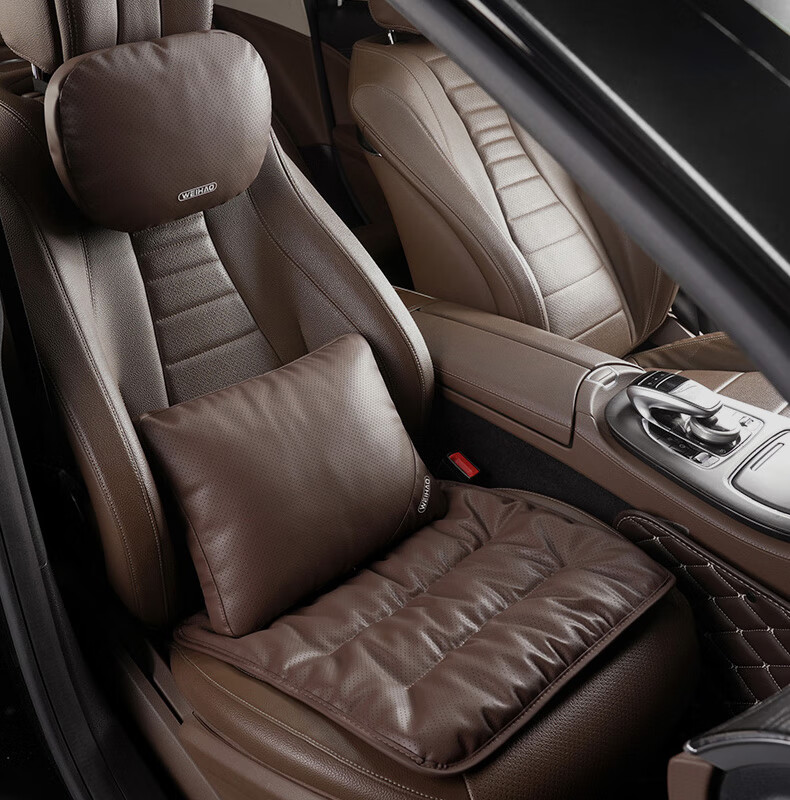 Dijialun Car Seat Cushion, Summer Universal, High-End Feel, Soft And Breathable Leather, Single Seat Cover, Coffee Color 3