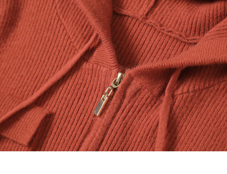 Dme [Hooded Zip-Up Knit Top], Spring And Autumn, Button-Up Collar Design, Long-Sleeve Knit Sweater for Wome 18
