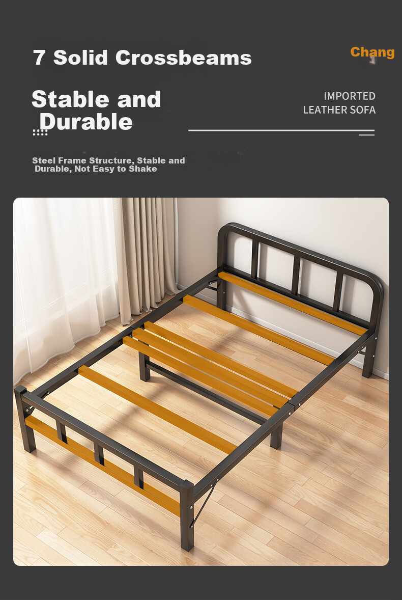 Chibailun Folding Bed, Single Bed for Home Use, Simple Bed for Office Nap, Dormitory Hard Board Bed, Portable Bed for Rental Apartments 4