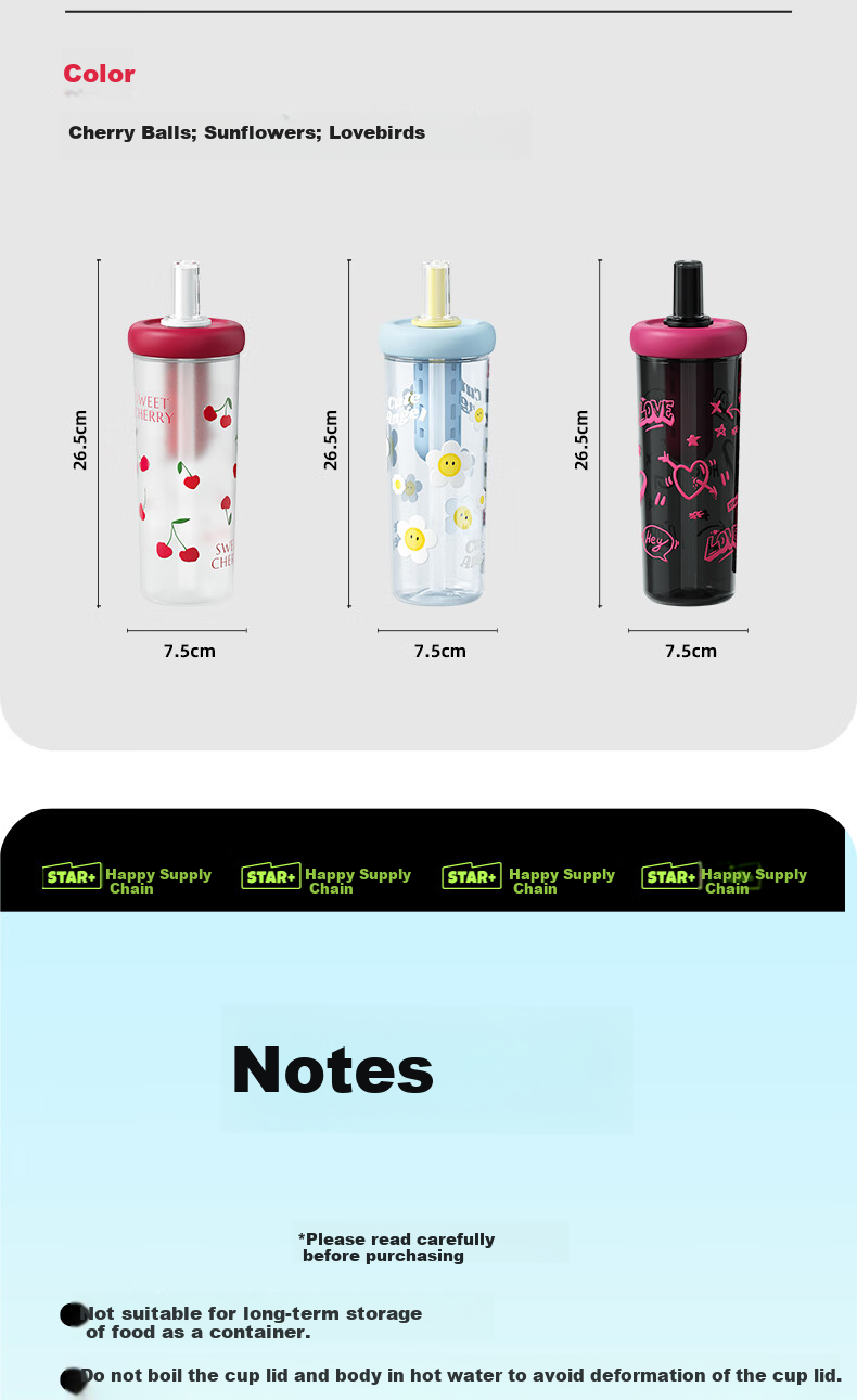 Shidajia Water Bottle for Women, Summer Tea Infuser Large Capacity Straw Cup, Stylish Portable Sports Water Bottle, High Temperature Resistant Plastic Cup 9
