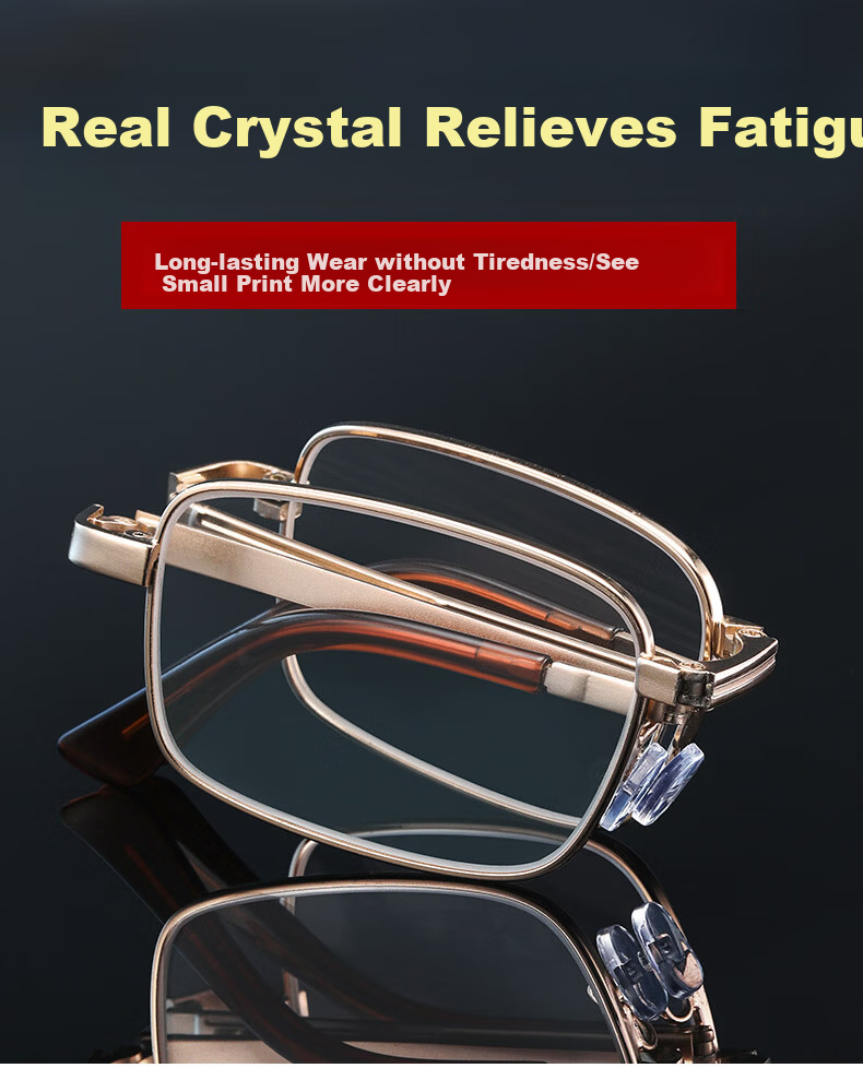 GOGOSOON Smart Zoom Foldable Portable Natural Crystal Reading Glasses for Men And Women, Middle-Aged And Elderly High-Definition Crystal Stone Glasses for Back to School 4