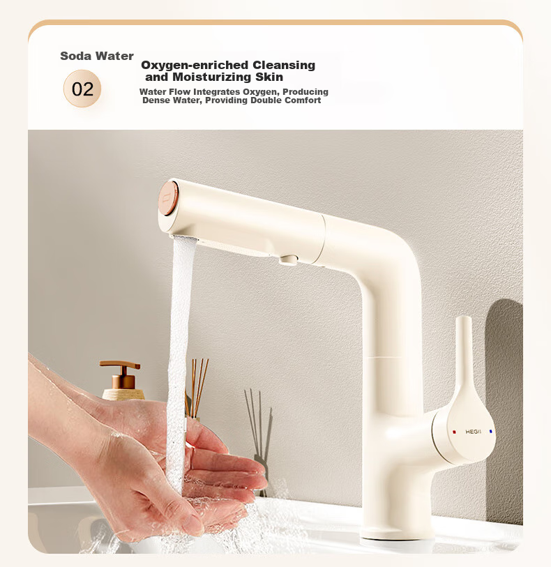 HEGII Pull-Out Basin Faucet, Three-Water Outlet Bathroom Lifting Rotating Hot And Cold Water Tap HMF927-115 6