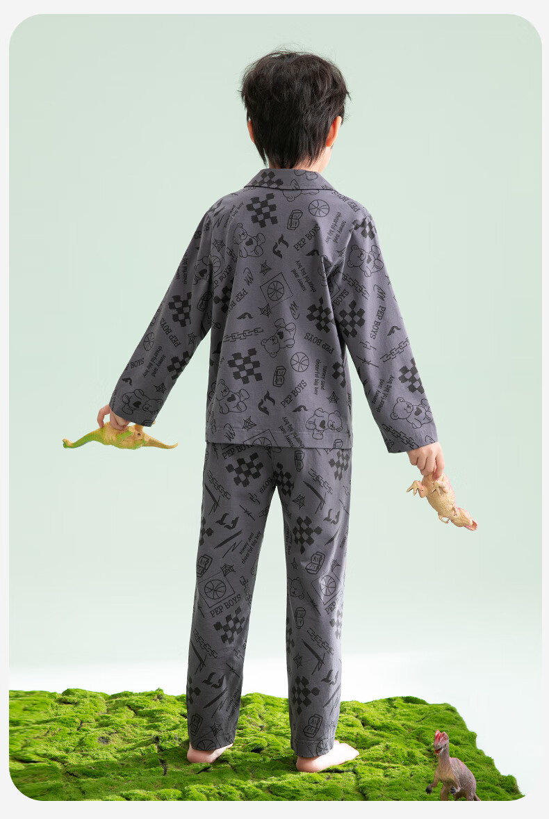 Fenteng Children's Pajamas for Boys, 100% Cotton Spring New Cartoon Sleepwear Set for Older Kids 3