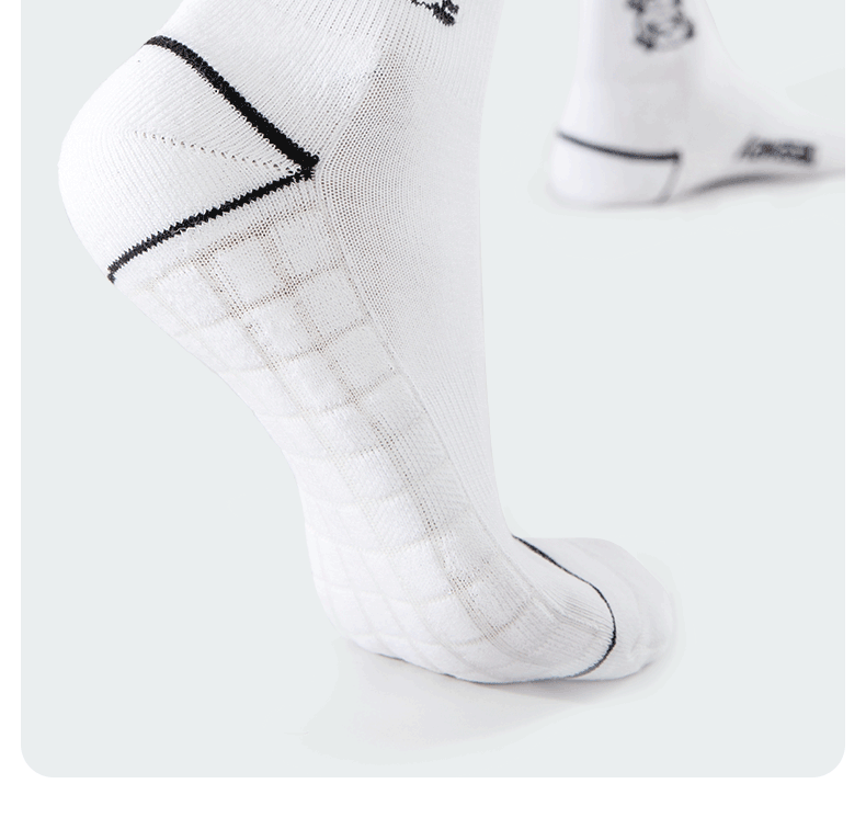 KAWASAKI Thickened Towel Bottom Sweat-Absorbing Sports Mid Socks Panda Series C6372 White/Black 3 Pairs Pack 11