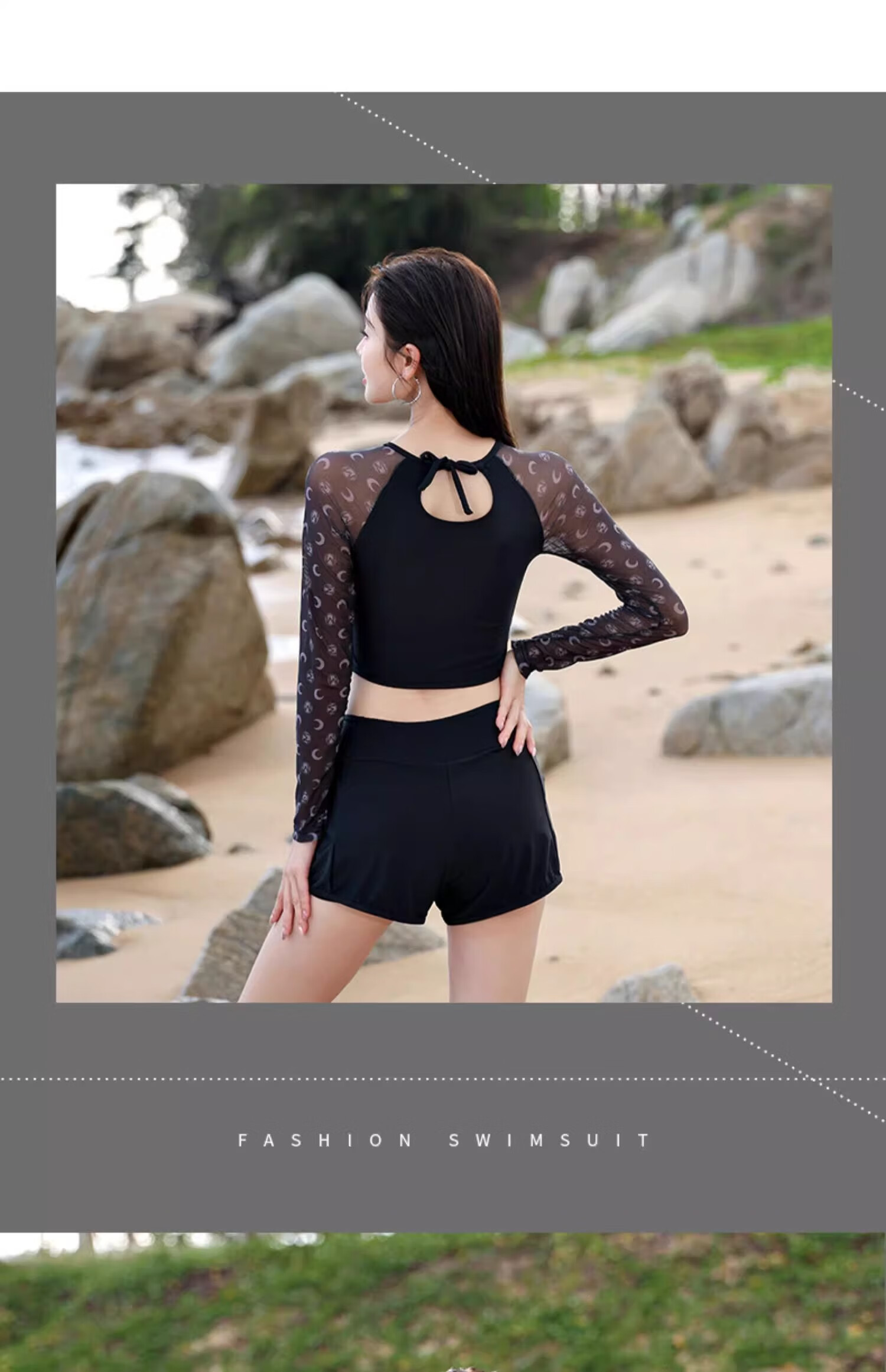 DK Women's New Sexy Two-Piece Swimsuit with Boyshort Bottom, Tummy Control Slimming Long Sleeve for Swimming Pool And Hot Springs XL 8