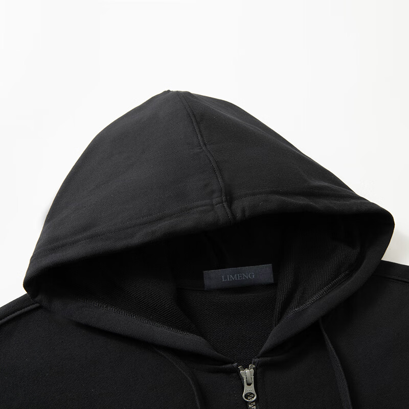 LIMENG Pure Cotton Casual Sports Suit Men Drop Shoulder Loose Fit Spring Autumn Cardigan Men's Sweatshirt Two-Piece Set Black M