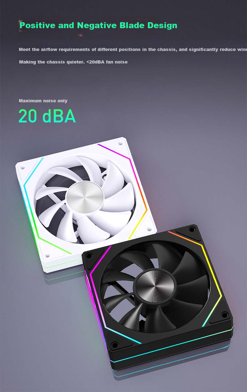 PowerTrain Prism 5 PRO Case Fan, 12CM White Reverse Blade, ARGB Light Sync, Desktop Computer Cooling Fan, PWM Intelligent Speed Adjustment, Infinite Mirror Light Effects 7