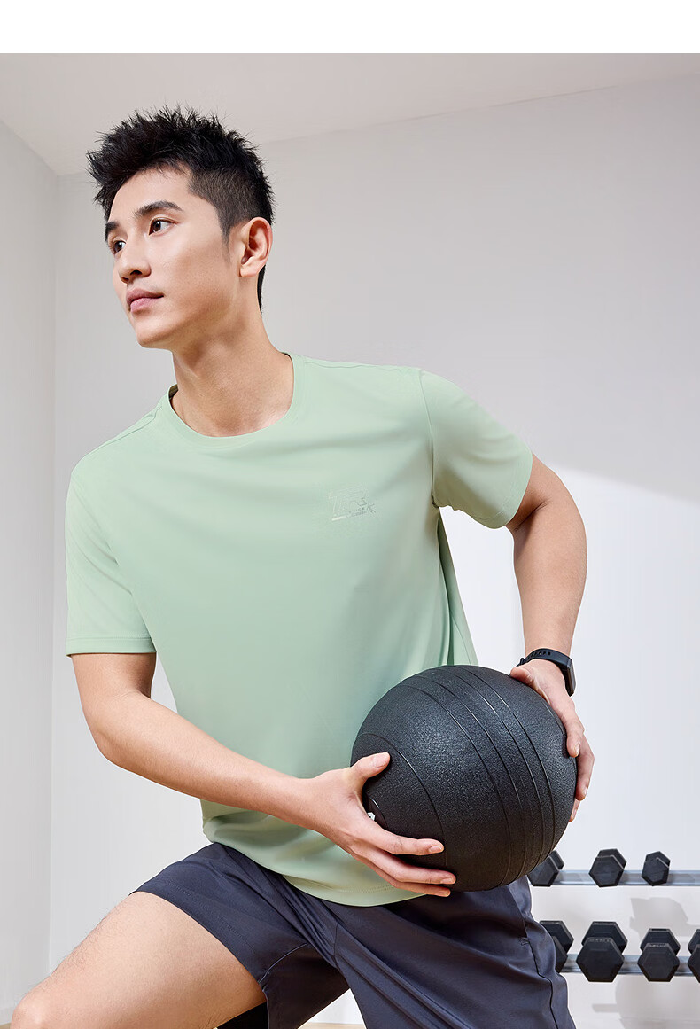 QIAODAN Men's Short-Sleeve T-Shirt, 2025 New Style, Breathable Quick-Dry Shirt, Men's Round Neck Ice Silk Running Sports Top 23