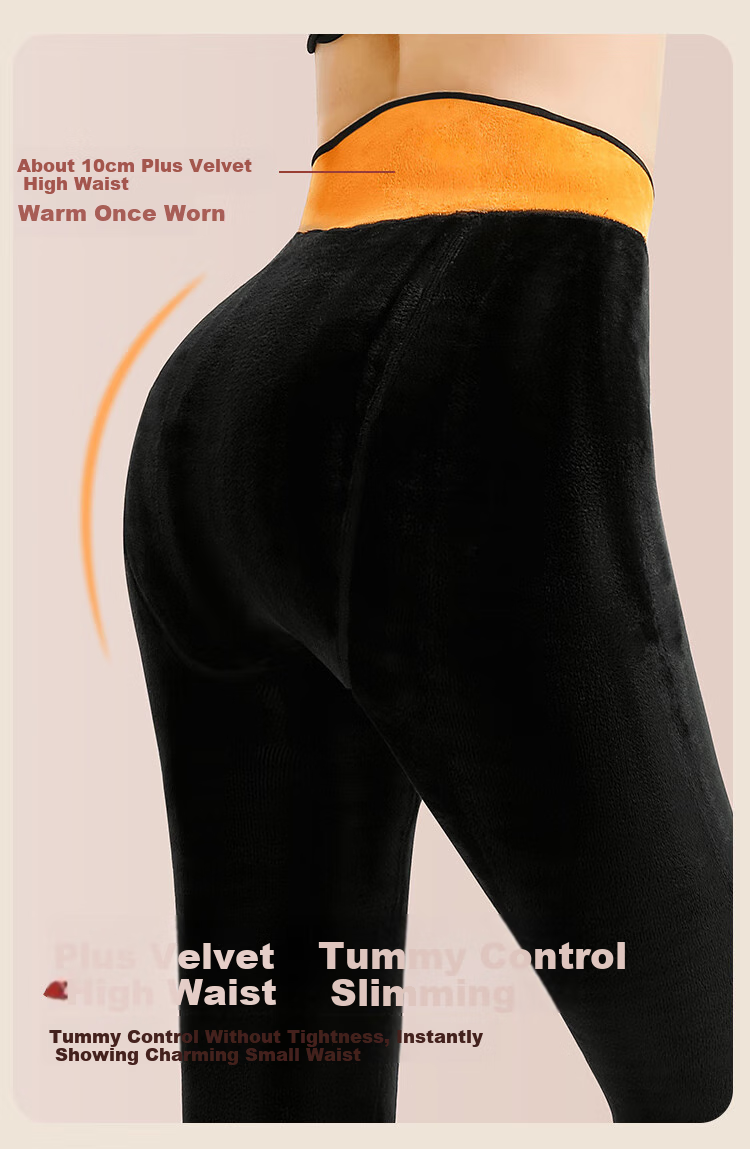 LangSha High-Waisted Leggings for Women, Autumn And Winter Slimming Pants, Thermal Thick Fleece-Lined Tights, Black One-Piece Pants 5
