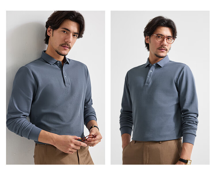 Judger 【7A Antibacterial】Men's Pure Cotton Long Sleeve Polo Shirt 2025 Spring New Lapel T-Shirt Business Casual Menswear 7