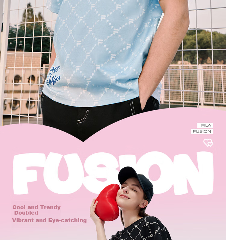 FILAFUSION Fila Trendy Couple Short Sleeve T-Shirt Summer Loose Breathable Cotton Unisex Top 16