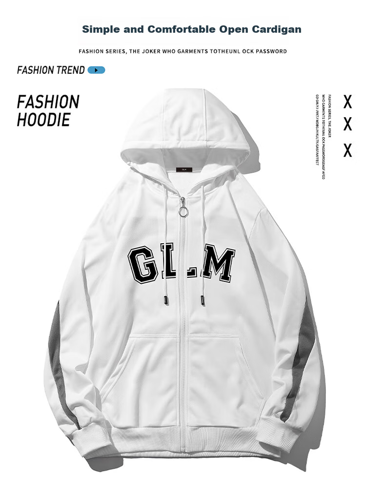 GLM Hoodie for Men, Autumn Season, Hooded Korean Style, Trendy Sports Versatile Cardigan, Men's Outerwear Jacket 1