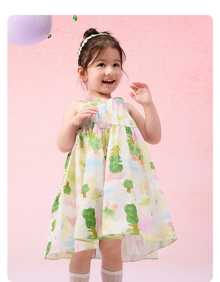 Balabala Kids Dress Girls Baby Summer Vacation Spaghetti Strap Dress 2025 208225111021 8