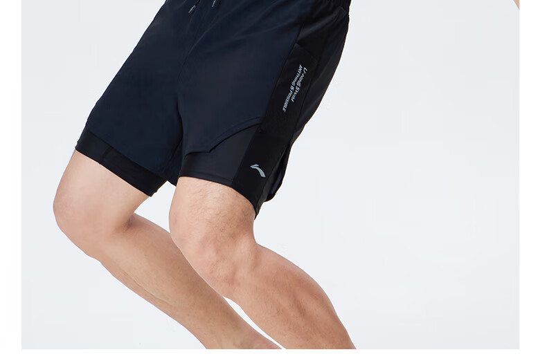 Li-Ning Swimming Trunks for Men, Anti-Embarrassment Loose-Fitting Knee-Length Beach Swim Shorts, Double-Layer Hot Spring Resort Swimwear 0261 Black 2XL 17