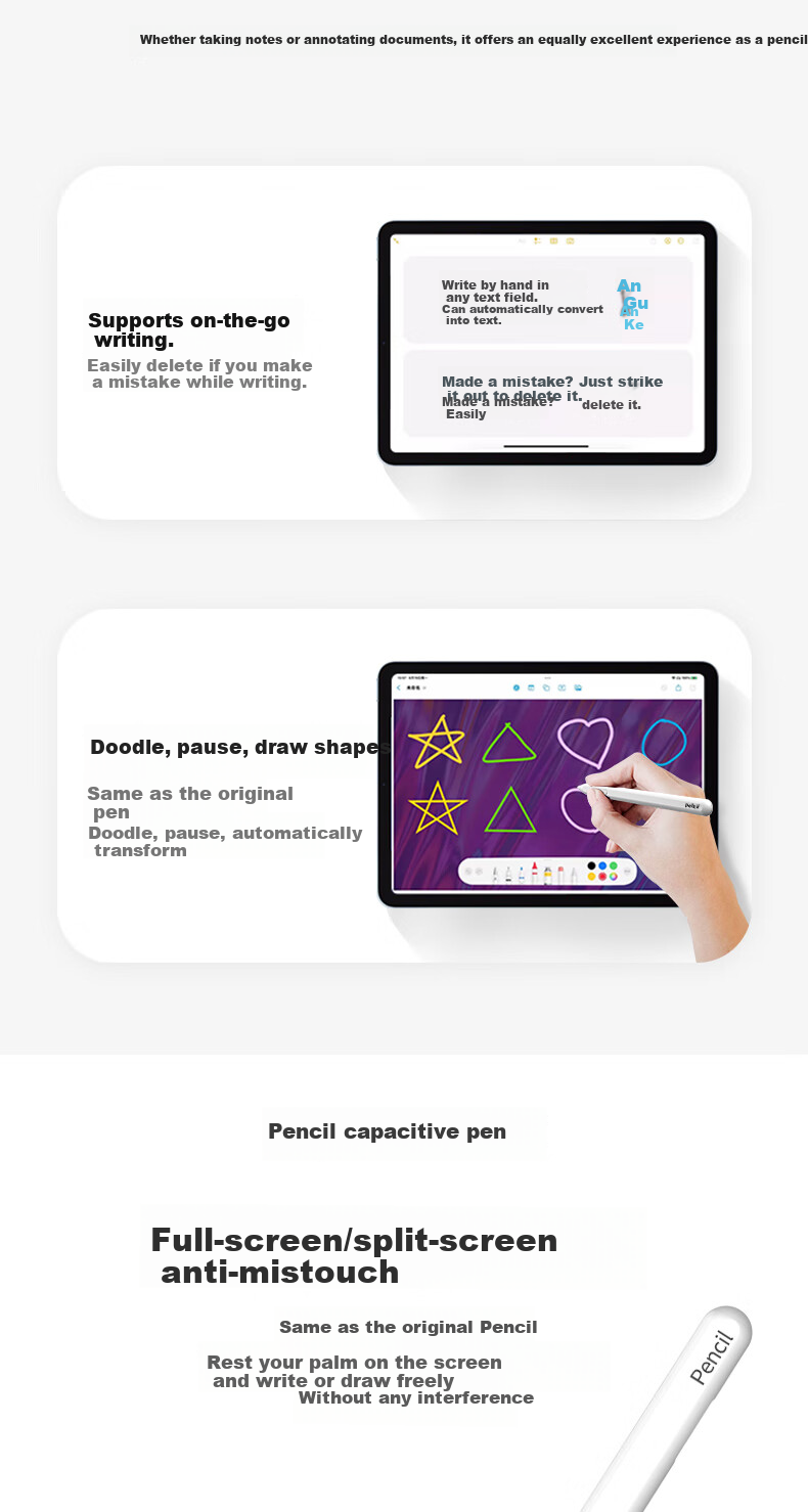 MUSTTRUE Capacitive Stylus for IPad, Compatible with Apple Pencil 2nd Generation And 2020 IPad 11/Air 8/7/Pro/Mini Tablet Touch Writing Pen [Quick Function] 6