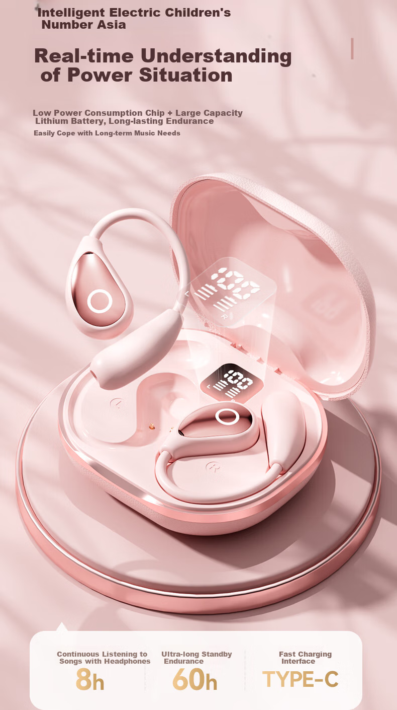 CLAISON [2025 New Model | Berlin Voice] Bluetooth Earphones, Over-Ear Bone Conduction Concept, Open Wireless Non-In Sports Running Noise-Cancelling Ear Clip Style M95-Yuan White 12