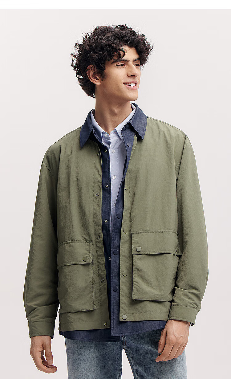 Semir Jacket for Men, Spring Outdoor Style, Faux Two-Piece Design, Lapel Collar, Double Side Pockets, Top 101125108112 1