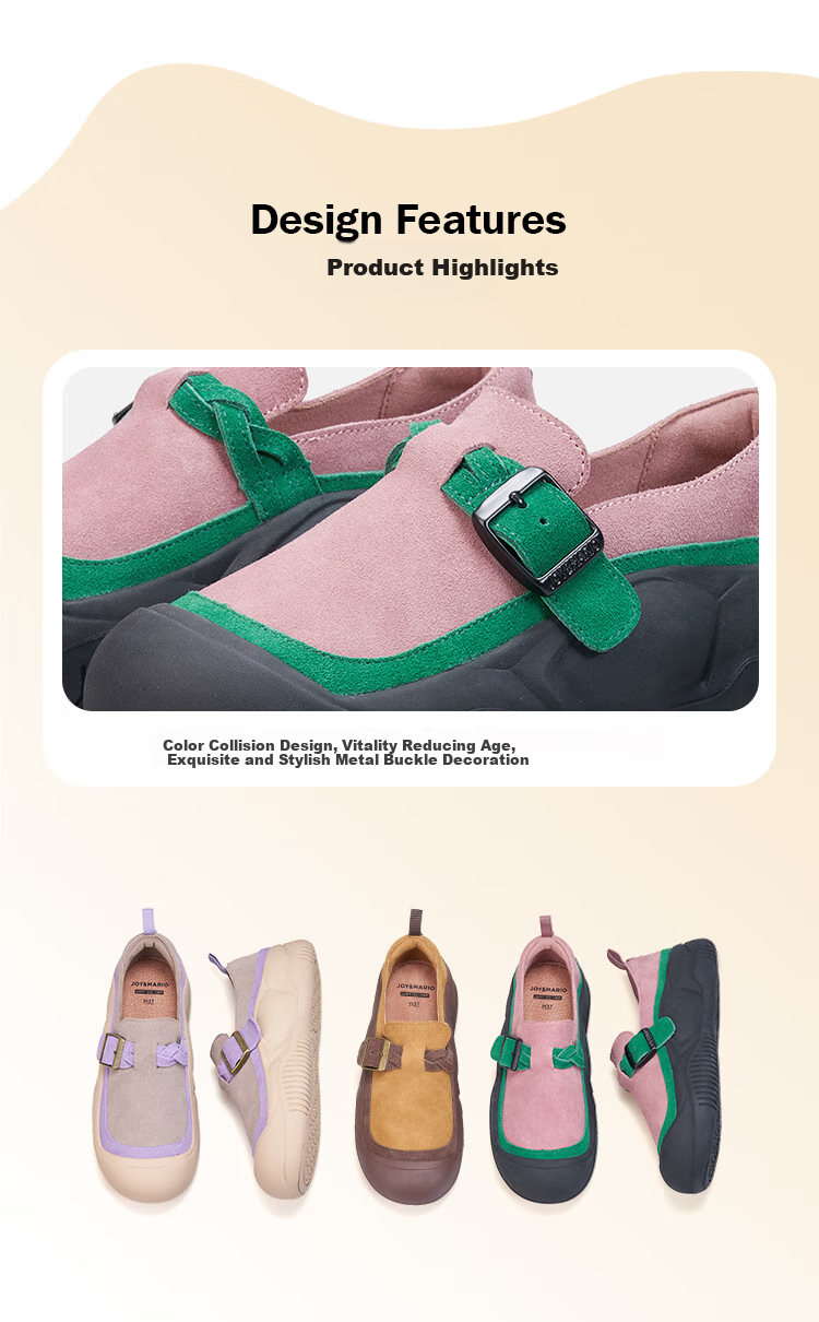 J&M Loafers for Women, Autumn Thick-Soled Slip-On Lazy Retro Peas Shoes Casual Flats, Camel Color, Size 40 2