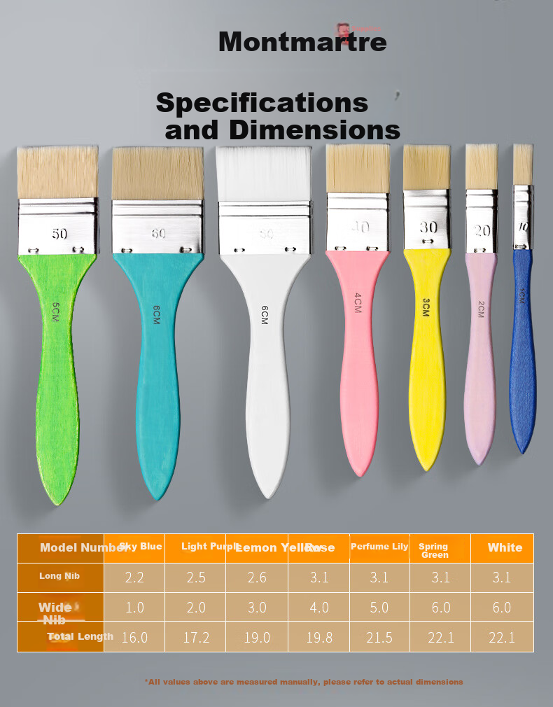 Mont Marte Paint Brush Set for Art Painting, Gouache Watercolor Acrylic Oil Painting Brushes, 6CM Colorful Nylon Stencils Brushes, Chunri Qing P-HS Art Sketching 3
