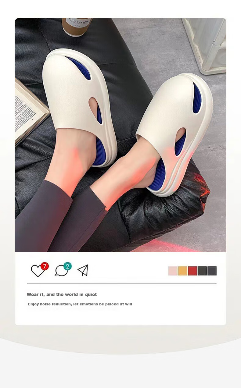 Langsha Slippers, Men's Outdoor Wear, Comfortable Slip-On Shoes, Women's Home Couple Style, Bathroom Closed-Toe Sandals, EVA Beach Sandals 6