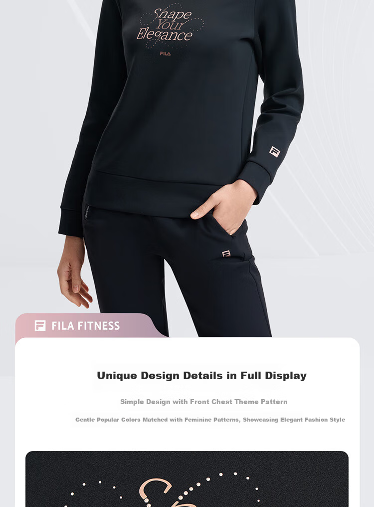 FILA Official Women's Pullover Hoodie, Autumn And Winter Fitness Sports Simple Basic Knit Top 5