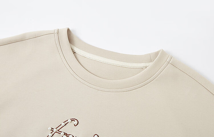Dme [350G Air Layer] Spring Fashion Round Neck Beaded Letter Embroidery Loose-Fitting Fitted Sweatshirt Women's Top 12