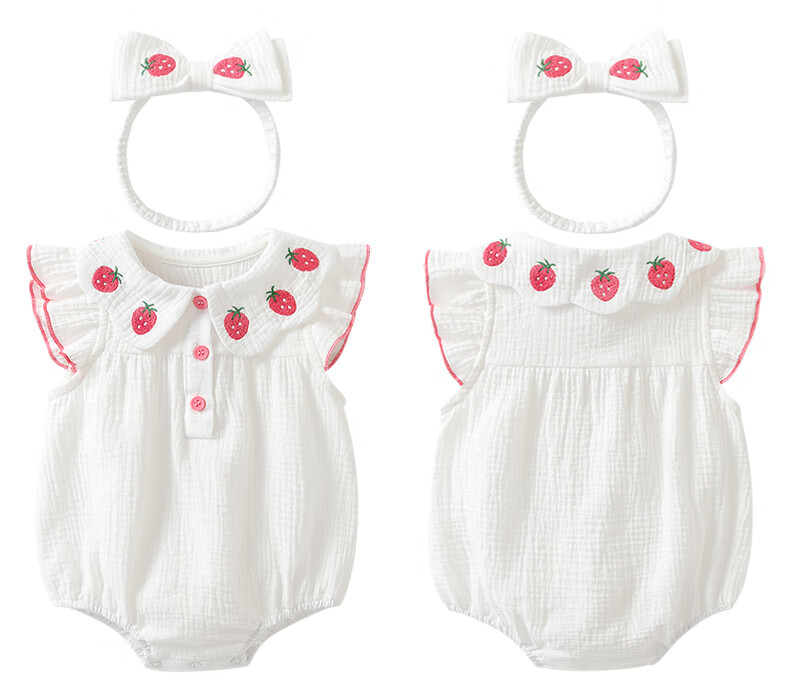 VOONLIE Baby Summer Romper Newborn Girls' One-Piece Outfit Full Moon 100 Days Bodysuit Summer Wear 6