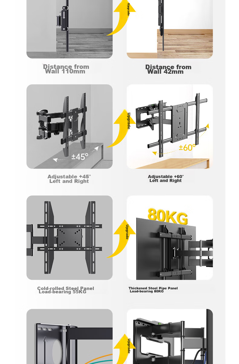 Junao Universal TV Extendable Mount, 40-100 Inch Rotating Bracket, Built-In TV Stand, Large Screen Wall-Mounted Universal Bracket for Multiple Brands of TVs, 75/85/98 4
