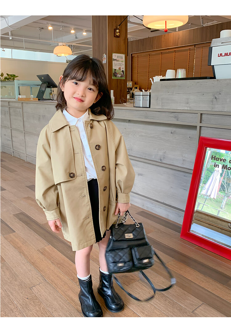 Budinghalu Girls' Jacket, Spring And Autumn Style, Children's Fashionable Versatile Windbreaker, Mid-Length, for Older Children, Casual Korean-Style Top, Trendy 13