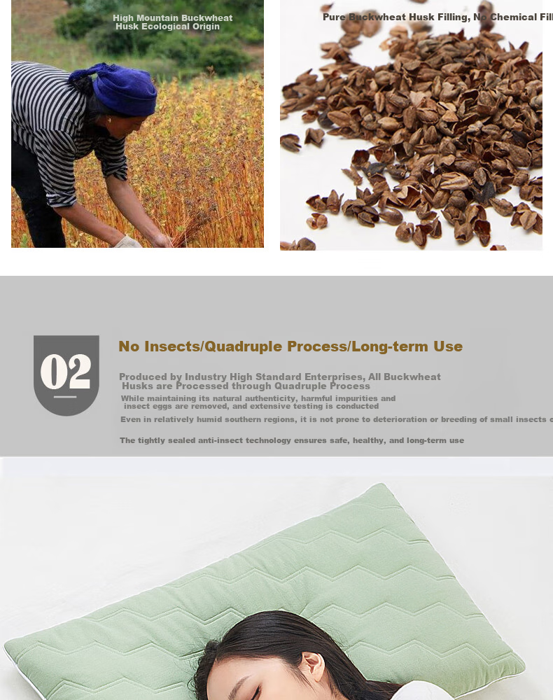 Shangfan All Buckwheat Pillow, Buckwheat Hull Pillow Core, Cervical Pillow Core, Pure High Mountain Bitter Buckwheat Hull Pillow 9