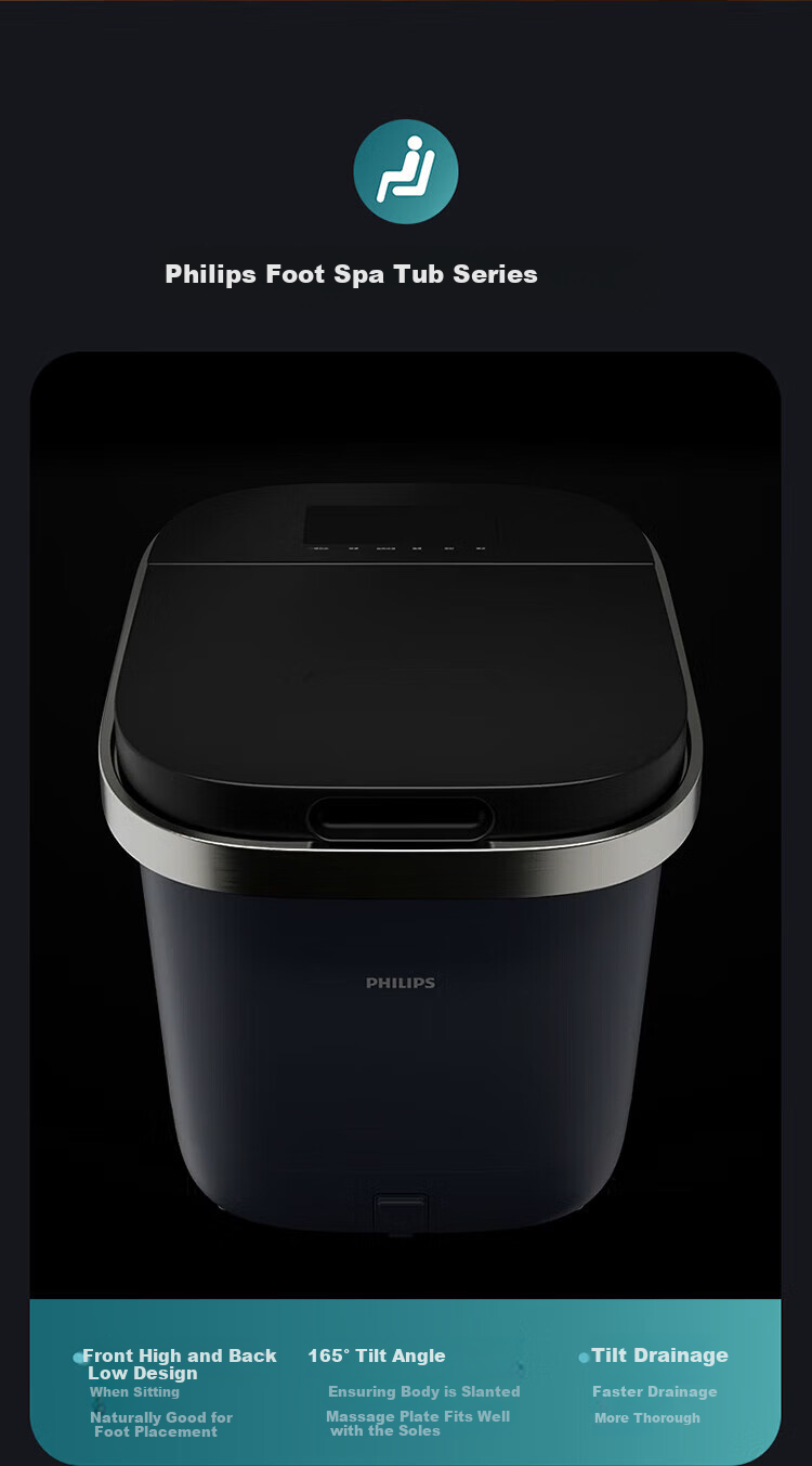PHILIPS Foot Soaking Bucket, Heated Steaming Constant Temperature Foot Bath, Fully Automatic Massage Foot Washing Basin, Lying Soak Deep Sterilization Silicone Anti-Abrasion, 3214F, Mid-Autumn Festival Gift for Parents 3