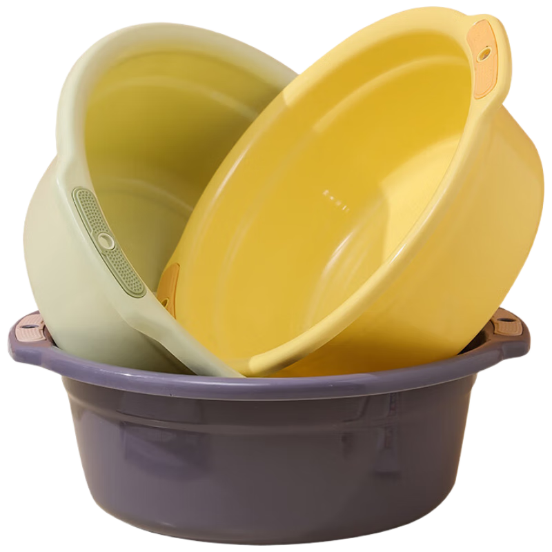 MR Face Basin Three-Piece Set Thickened Washbasin Vegetable Washing Basin Household Laundry Foot Washing Basin Student Plastic Basin Dormitory Baby Basi