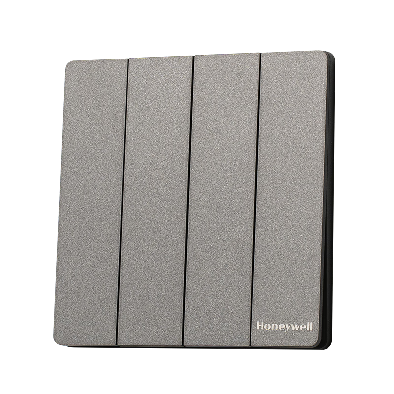 Honeywell Switch Socket Panel, Ultra-Thin Frameless, Matte Skin-Friendly 86 Type, Four-Gang Double Control, Ruiyi T3 Cloud Mist Gray