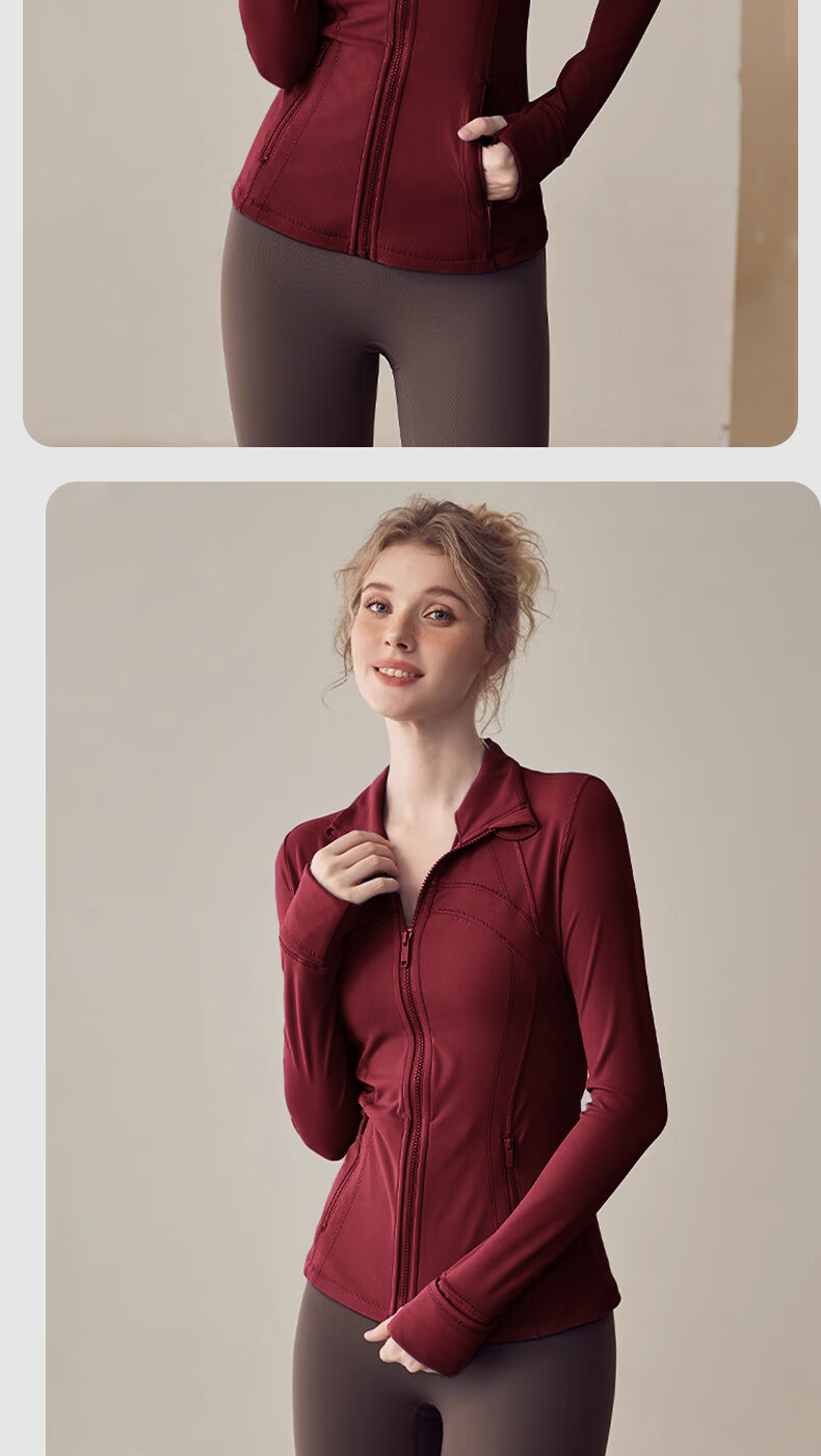 BOPRUIEY Women's Short Jacket, Spring And Summer Yoga Wear, Long-Sleeve Zip-Up Top, Skin-Friendly, Naked Feel, Slim-Fit Sports Coat for Outer Wear 18