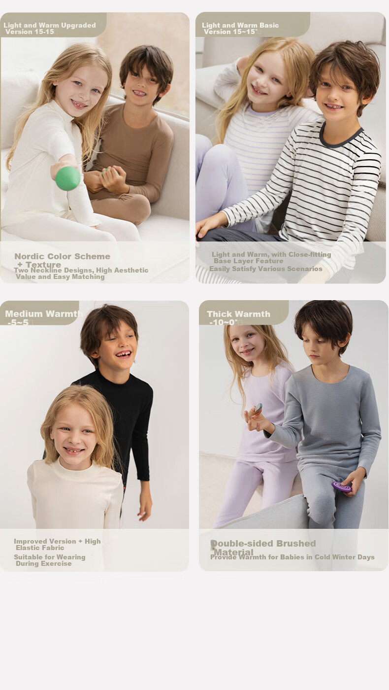 Aimer Kids Extra Warm Moisture-Wicking Thermal Underwear for Girls, Double-Layer Belly And Neck Protection, Purple Autumn Top, Size 140 16