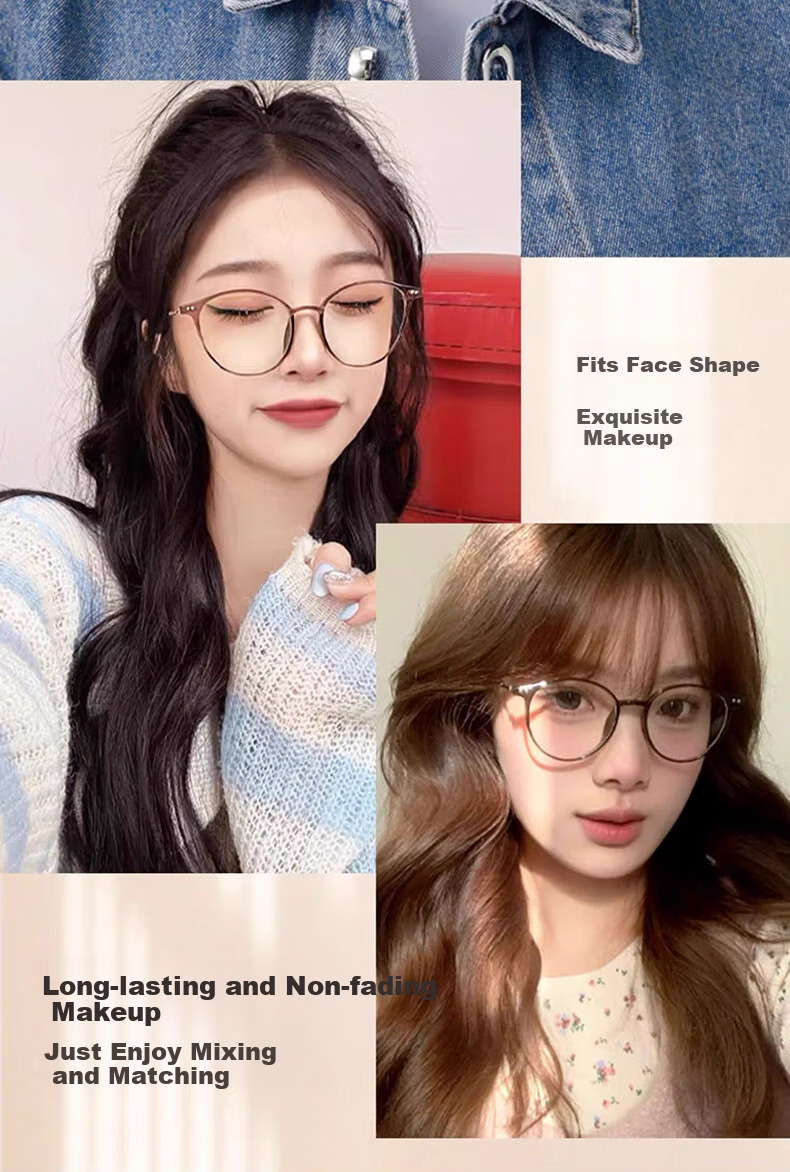 LOHO Lightweight Glasses for Women, Myopia Eyeglass Frames, Prescription Available, Blue Light Blocking, Slimming Effect for Large Faces, LH099014 11