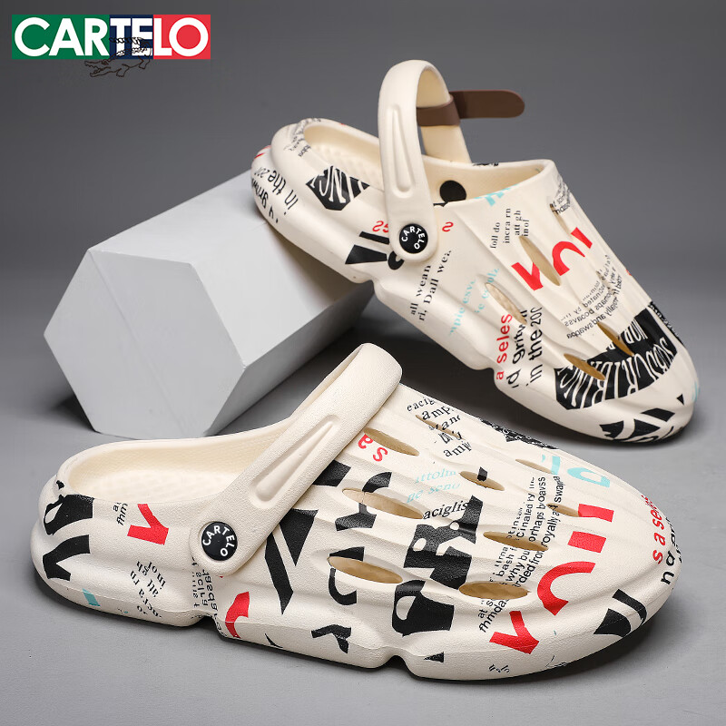 CARTELO Men's Sandals, Summer Breathable Hole Shoes, Comfortable Dual-Use Beach Shoes for Me