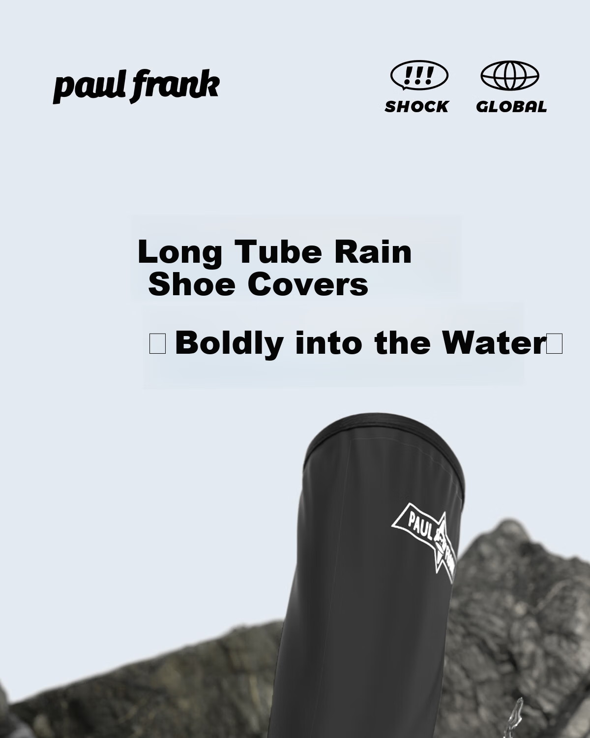 Paul Frank Rain Boots for Men And Women, Waterproof Outdoor Rainproof Wear-Resistant High-Top Black Shoes Size L (38-39), Sole Length 28CM 1