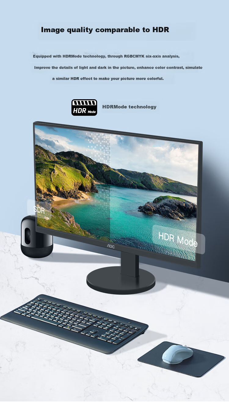 AOC Monitor, 23.8-Inch HDMI+VGA, High Definition Low Blue Light, Wall-Mountable Office Display Screen, 24E11XHM 3