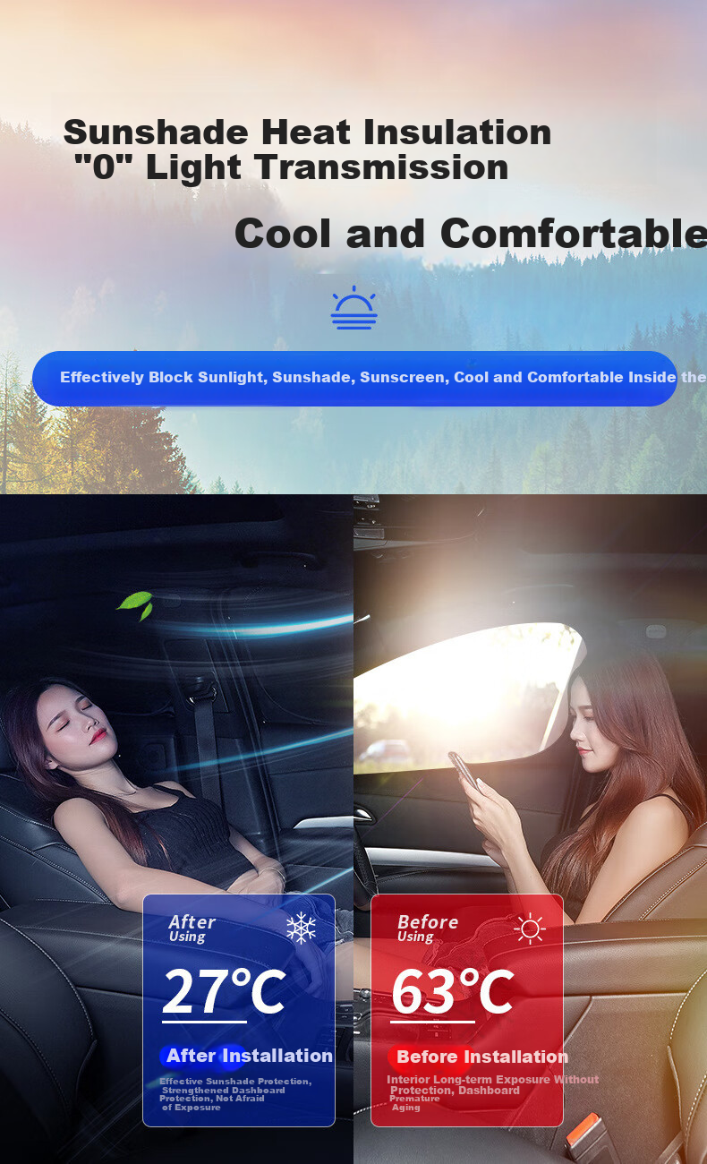 Yueyebing Sunshade for Tesla Model Y/3, Car Sun Visor, Windshield Sunshade, Anti-Glare Curtai 17