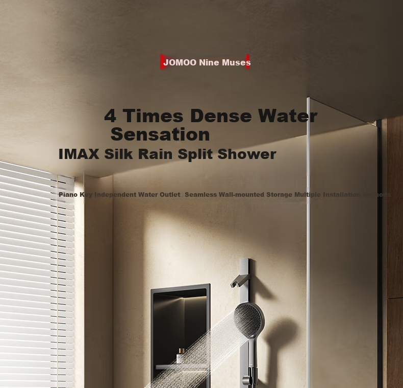 JOMOO Shower Set with Piano Key Temperature Control, Separate Shower Head IMAX Silk Rain Youth Edition 25048-695/HBS 2
