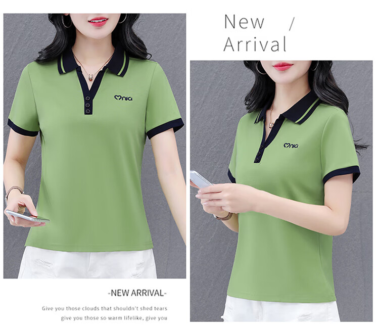 Woodpecker Women's Short Sleeve Polo Shirt Plus Size Slim Fit Red 2026 Spring Summer XL 20