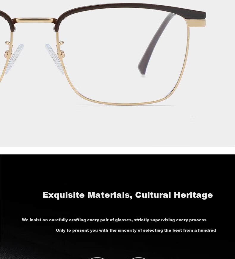 Cuntiandaofu Myopia Glasses, Blue Light Blocking Glasses, Prescription-Ready High-End Semi-Rimless Glasses for Men, Bright Coffee Color without Prescriptio 3